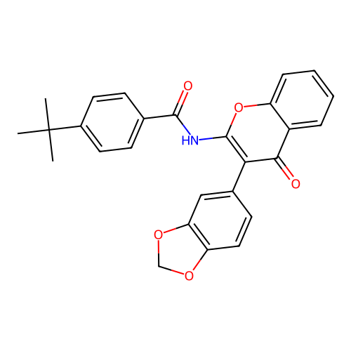 N-[3-(1,3-benzodioxol-5-yl)-4-oxo-4H-chromen-2-yl]-4-tert-butylbenzamide structure