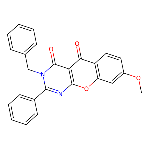 3-benzyl-8-methoxy-2-phenyl-3H-chromeno[2,3-d]pyrimidine-4,5-dione structure