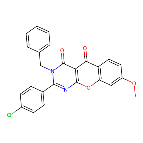 3-benzyl-2-(4-chlorophenyl)-8-methoxy-4H-chromeno[2,3-d]pyrimidine-4,5(3H)-dione structure