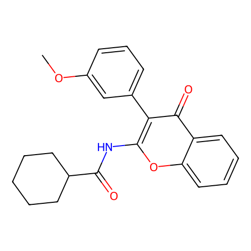N-[3-(3-methoxyphenyl)-4-oxo-4H-chromen-2-yl]cyclohexanecarboxamide structure
