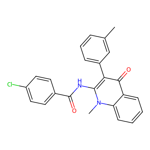 4-chloro-N-[1-methyl-3-(3-methylphenyl)-4-oxo-1,4-dihydroquinolin-2-yl]benzamide structure