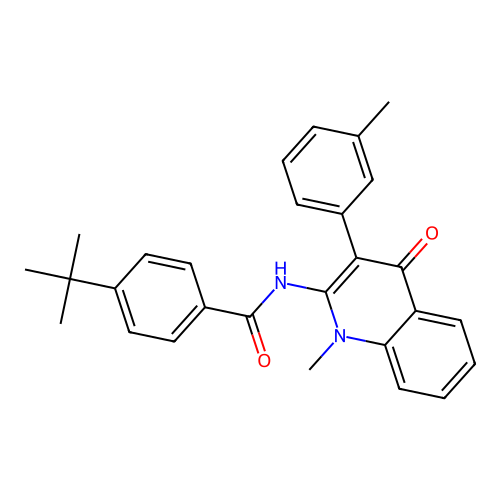 4-tert-butyl-N-[1-methyl-3-(3-methylphenyl)-4-oxoquinolin-2-yl]benzamide structure