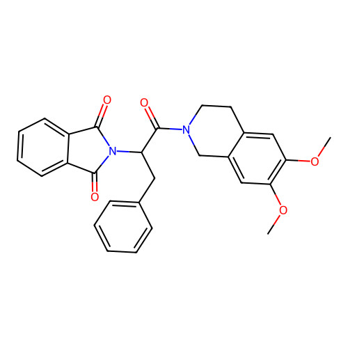 2-(1-(6,7-dimethoxy-3,4-dihydroisoquinolin-2(1H)-yl)-1-oxo-3-phenylpropan-2-yl)isoindoline-1,3-dione structure