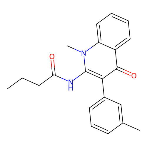 N-[1-methyl-3-(3-methylphenyl)-4-oxoquinolin-2-yl]butanamide structure