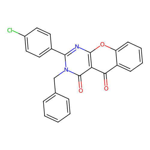 3-benzyl-2-(4-chlorophenyl)-4H-chromeno[2,3-d]pyrimidine-4,5(3H)-dione structure