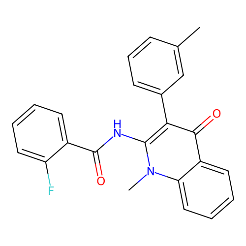 2-fluoro-N-[1-methyl-3-(3-methylphenyl)-4-oxo-1,4-dihydroquinolin-2-yl]benzamide structure