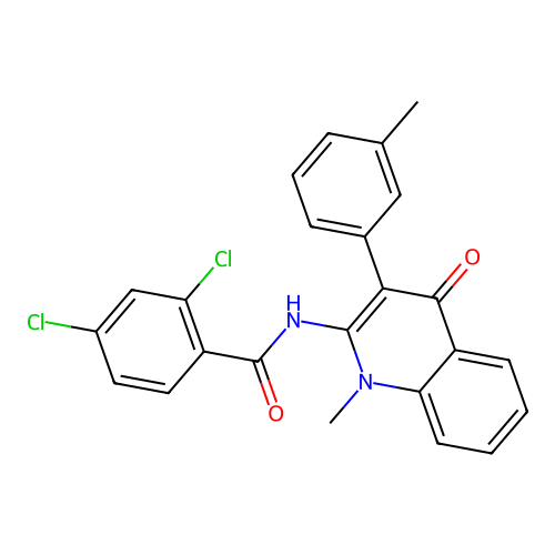 2,4-dichloro-N-[1-methyl-3-(3-methylphenyl)-4-oxo-quinolin-2-yl]benzamide structure