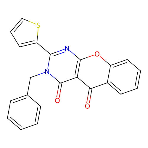 3-benzyl-2-(thiophen-2-yl)-3H-chromeno[2,3-d]pyrimidine-4,5-dione structure
