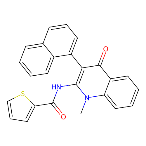 N-(1-methyl-3-naphthalen-1-yl-4-oxoquinolin-2-yl)thiophene-2-carboxamide structure