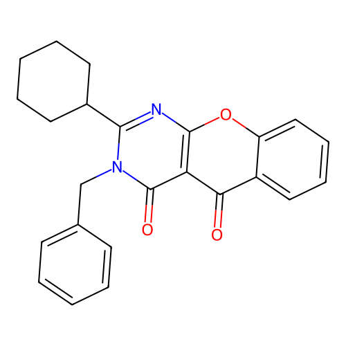 3-benzyl-2-cyclohexyl-3H-chromeno[2,3-d]pyrimidine-4,5-dione structure
