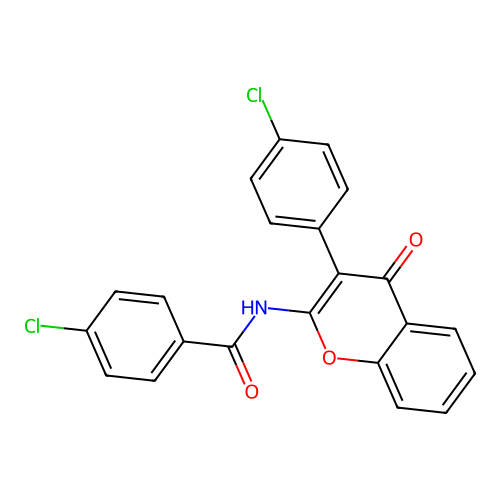 4-chloro-N-(3-(4-chlorophenyl)-4-oxo-4H-chromen-2-yl)benzamide structure
