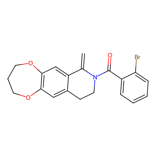 (2-bromophenyl)(7-methylene-3,4,9,10-tetrahydro-2H-[1,4]dioxepino[2,3-g]isoquinolin-8(7H)-yl)methanone structure