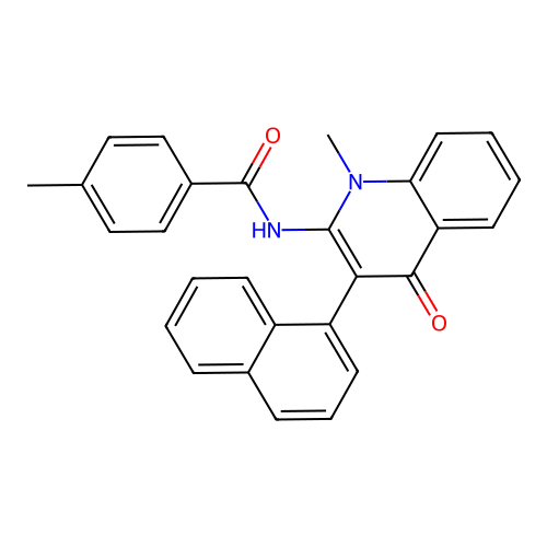 4-methyl-N-(1-methyl-3-naphthalen-1-yl-4-oxoquinolin-2-yl)benzamide structure