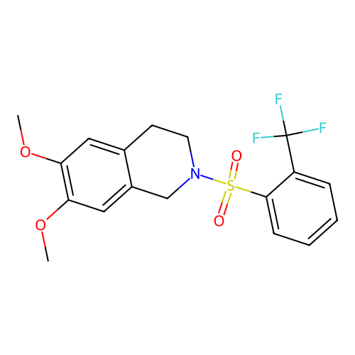 6,7-dimethoxy-2-((2-(trifluoromethyl)phenyl)sulfonyl)-1,2,3,4-tetrahydroisoquinoline structure