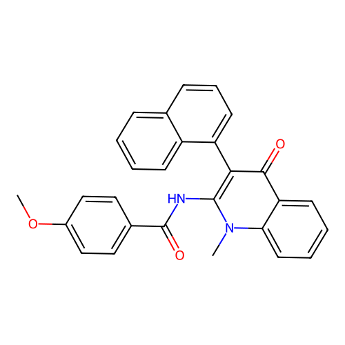 4-methoxy-N-(1-methyl-3-naphthalen-1-yl-4-oxo-quinolin-2-yl)benzamide structure