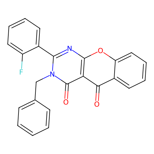 3-benzyl-2-(2-fluorophenyl)-3H-chromeno[2,3-d]pyrimidine-4,5-dione structure
