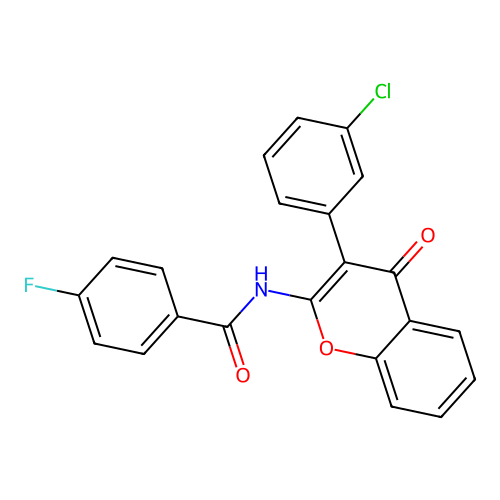 N-(3-(3-chlorophenyl)-4-oxo-4H-chromen-2-yl)-4-fluorobenzamide structure