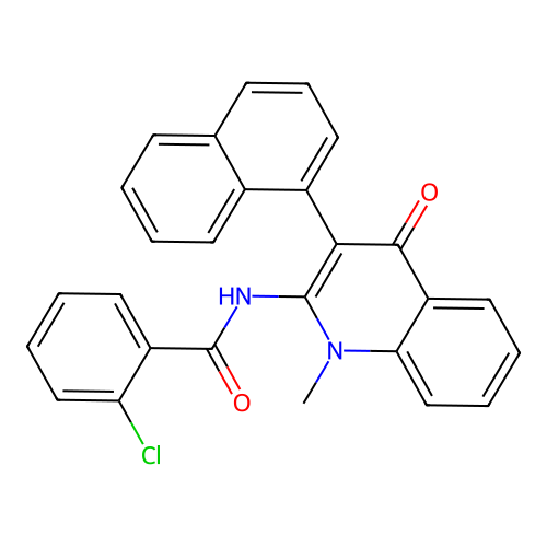 2-chloro-N-(1-methyl-3-naphthalen-1-yl-4-oxo-quinolin-2-yl)benzamide structure
