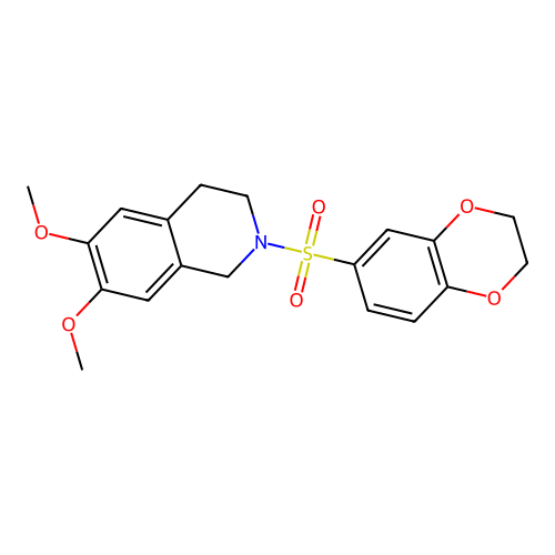 2-(2,3-dihydro-1,4-benzodioxin-6-ylsulfonyl)-6,7-dimethoxy-1,2,3,4-tetrahydroisoquinoline structure