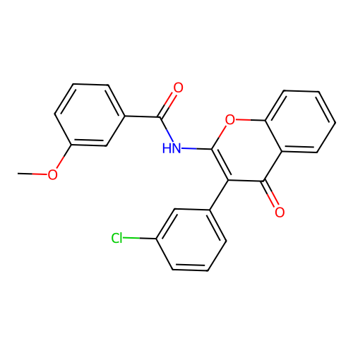 N-(3-(3-chlorophenyl)-4-oxo-4H-chromen-2-yl)-3-methoxybenzamide structure
