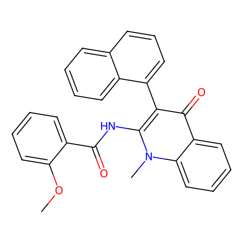 2-methoxy-N-(1-methyl-3-naphthalen-1-yl-4-oxo-quinolin-2-yl)benzamide structure