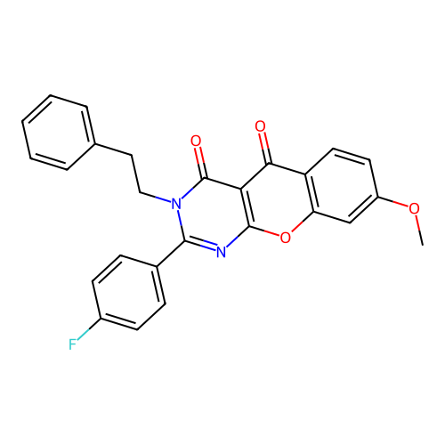 2-(4-fluorophenyl)-8-methoxy-3-phenethyl-3H-chromeno[2,3-d]pyrimidine-4,5-dione structure