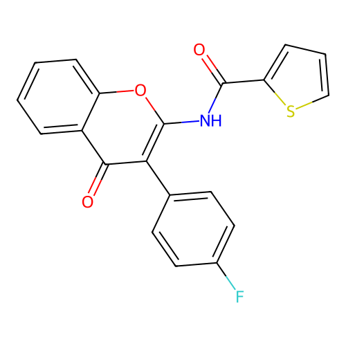 N-[3-(4-fluorophenyl)-4-oxo-4H-chromen-2-yl]thiophene-2-carboxamide structure