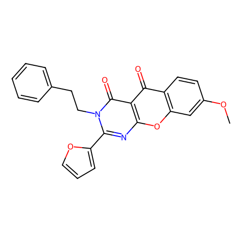 2-(furan-2-yl)-8-methoxy-3-phenethyl-3H-chromeno[2,3-d]pyrimidine-4,5-dione structure