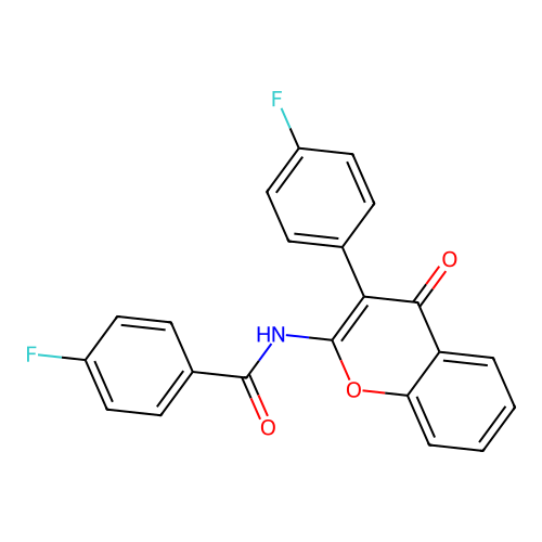4-fluoro-N-(3-(4-fluorophenyl)-4-oxo-4H-chromen-2-yl)benzamide structure