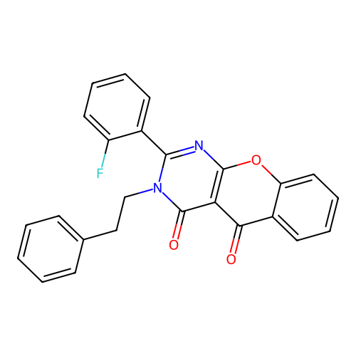 2-(2-fluorophenyl)-3-phenethyl-3H-chromeno[2,3-d]pyrimidine-4,5-dione structure