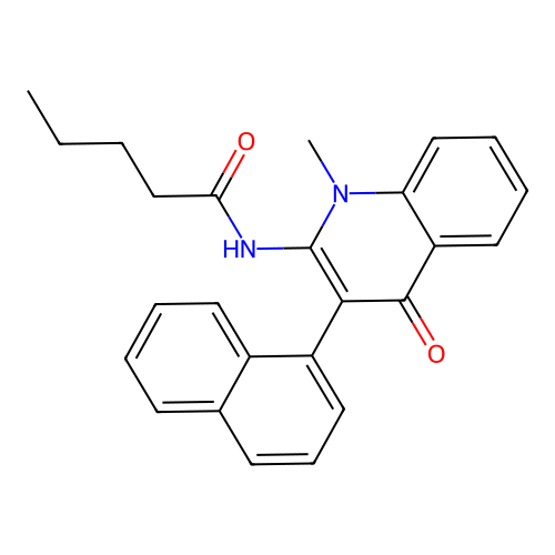 N-(1-methyl-3-(naphthalen-1-yl)-4-oxo-1,4-dihydroquinolin-2-yl)pentanamide structure