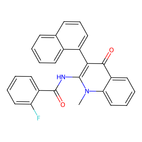 2-fluoro-N-(1-methyl-3-naphthalen-1-yl-4-oxo-quinolin-2-yl)benzamide structure