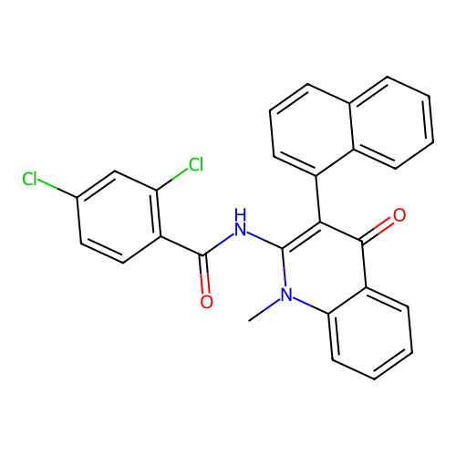 2,4-dichloro-N-(1-methyl-3-naphthalen-1-yl-4-oxo-quinolin-2-yl)benzamide structure