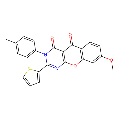 8-methoxy-2-(thiophen-2-yl)-3-(p-tolyl)-3H-chromeno[2,3-d]pyrimidine-4,5-dione structure