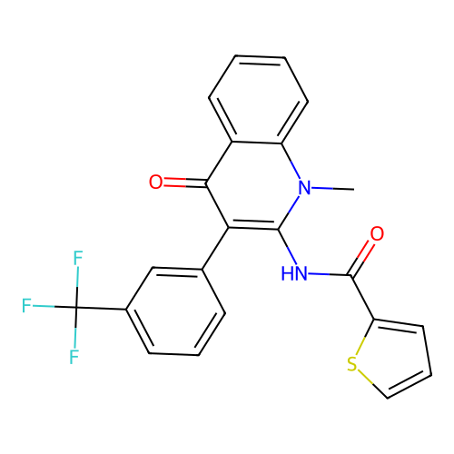 N-[1-methyl-4-oxo-3-[3-(trifluoromethyl)phenyl]quinolin-2-yl]thiophene-2-carboxamide structure