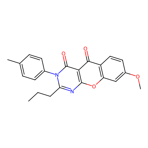 8-methoxy-2-propyl-3-(p-tolyl)-3H-chromeno[2,3-d]pyrimidine-4,5-dione structure