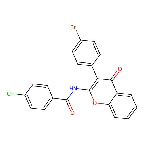 N-(3-(4-bromophenyl)-4-oxo-4H-chromen-2-yl)-4-chlorobenzamide structure