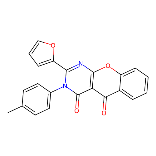 2-Furan-2-yl-3-p-tolyl-3H-9-oxa-1,3-diaza-anthracene-4,10-dione structure