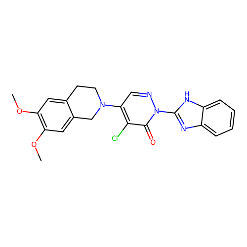 2-(1H-benzimidazol-2-yl)-4-chloro-5-(6,7-dimethoxy-3,4-dihydro-1H-isoquinolin-2-yl)pyridazin-3-one structure