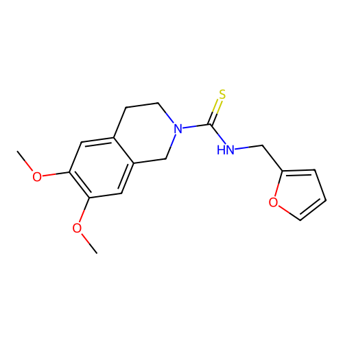 N-(furan-2-ylmethyl)-6,7-dimethoxy-3,4-dihydroisoquinoline-2(1H)-carbothioamide structure