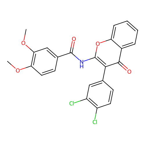 N-(3-(3,4-dichlorophenyl)-4-oxo-4H-chromen-2-yl)-3,4-dimethoxybenzamide structure