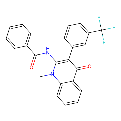 N-[1-methyl-4-oxo-3-[3-(trifluoromethyl)phenyl]quinolin-2-yl]benzamide structure
