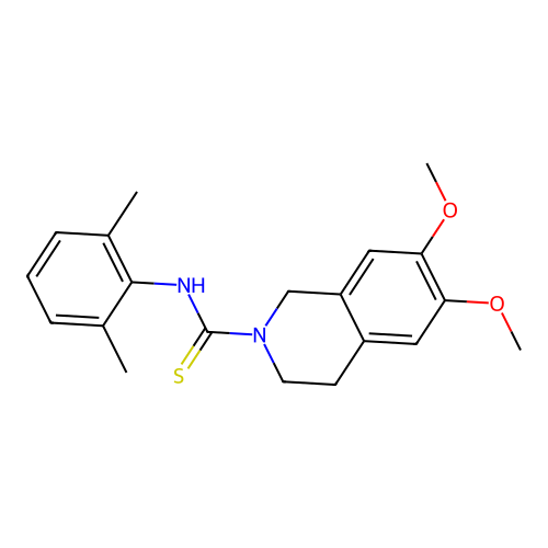 N-(2,6-dimethylphenyl)-6,7-dimethoxy-3,4-dihydroisoquinoline-2(1H)-carbothioamide structure