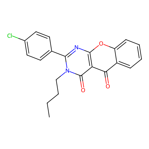 3-butyl-2-(4-chlorophenyl)-3H-chromeno[2,3-d]pyrimidine-4,5-dione structure