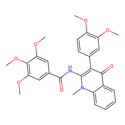 N-[3-(3,4-dimethoxyphenyl)-1-methyl-4-oxo-quinolin-2-yl]-3,4,5-trimethoxy-benzamide structure