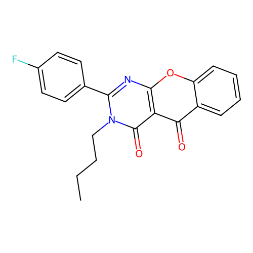 3-butyl-2-(4-fluorophenyl)-4H-chromeno[2,3-d]pyrimidine-4,5(3H)-dione structure