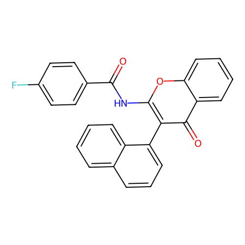 4-fluoro-N-(3-(naphthalen-1-yl)-4-oxo-4H-chromen-2-yl)benzamide structure