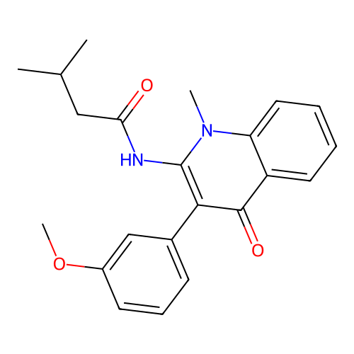 N-[3-(3-methoxyphenyl)-1-methyl-4-oxoquinolin-2-yl]-3-methylbutanamide structure