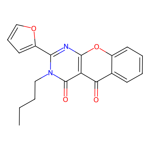 3-butyl-2-(furan-2-yl)-3H-chromeno[2,3-d]pyrimidine-4,5-dione structure