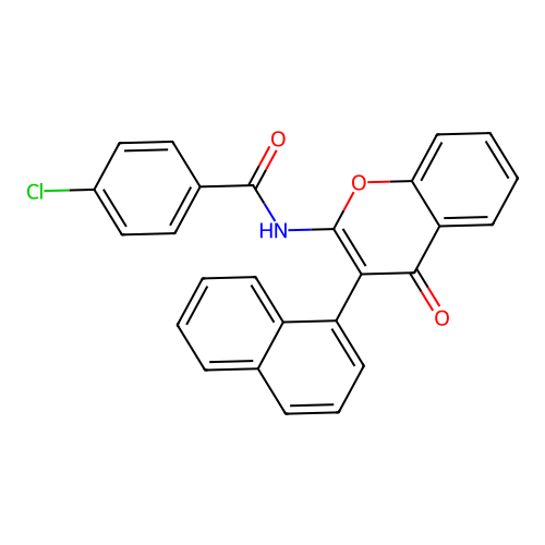 4-chloro-N-(3-(naphthalen-1-yl)-4-oxo-4H-chromen-2-yl)benzamide structure